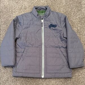 Oshkosh 5T grey puffer jacket w motorcycle decal